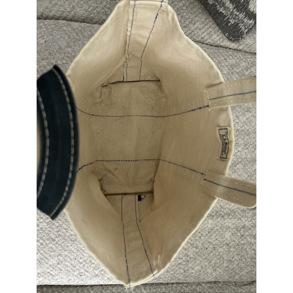 Vintage LL Bean Boat and Tote Bag Blue Canvas Large Stiff 70s 80s USA Freeport - Picture 8 of 11